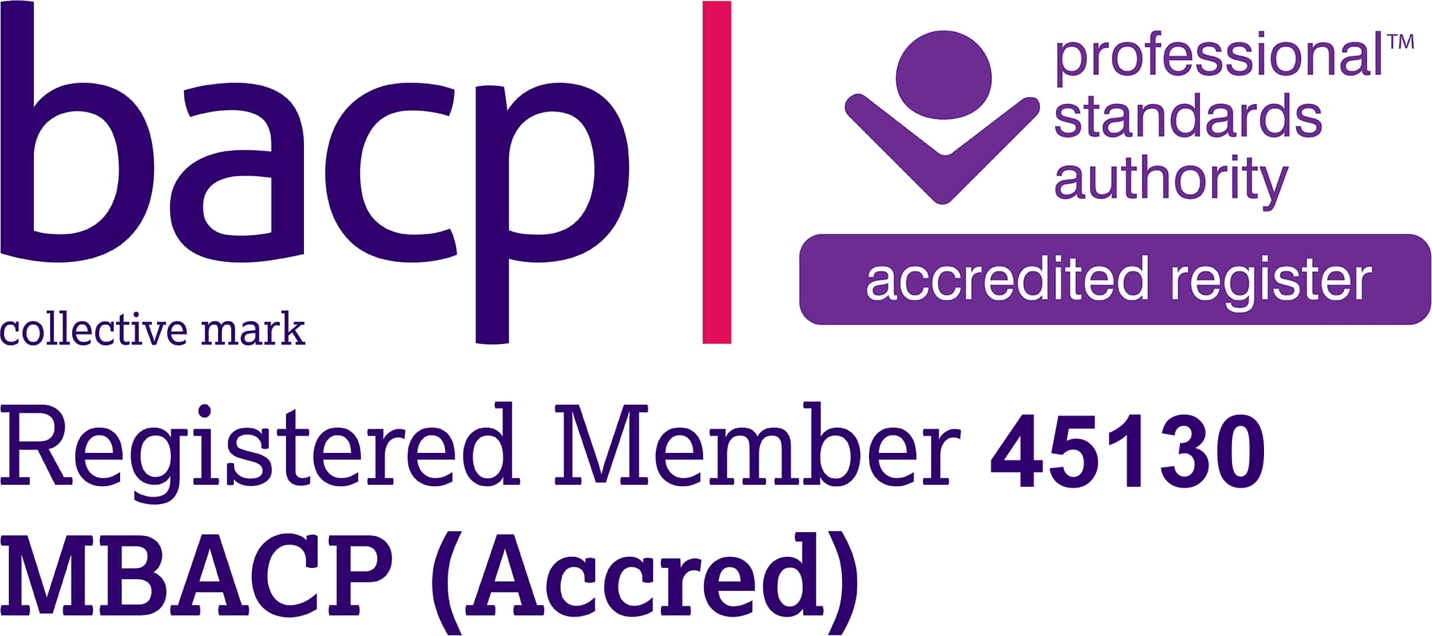 BACP Registered Member 45130 — MBACP (Accred)